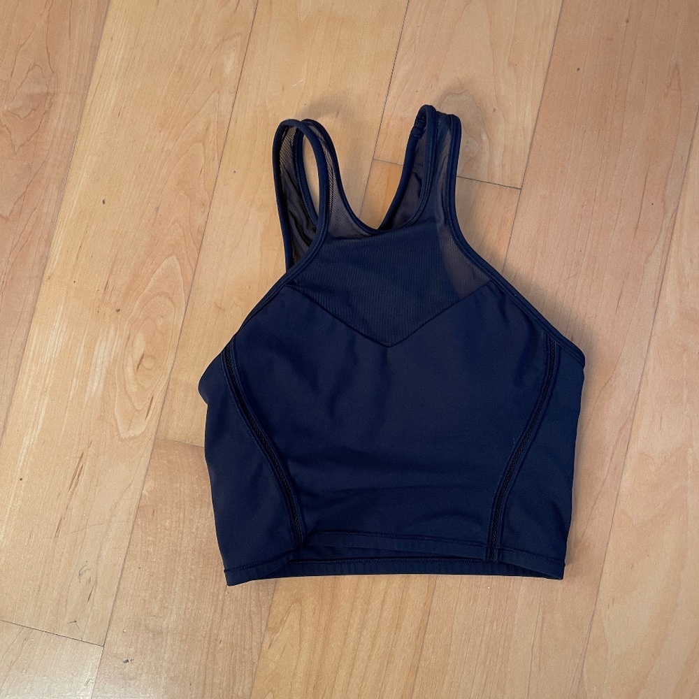 Lululemon black high neck mesh crop top size 2